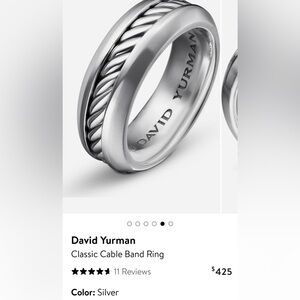 David Yurman Sterling Silver Cable Inset Band 8mm Ring Size 11. without box. #18